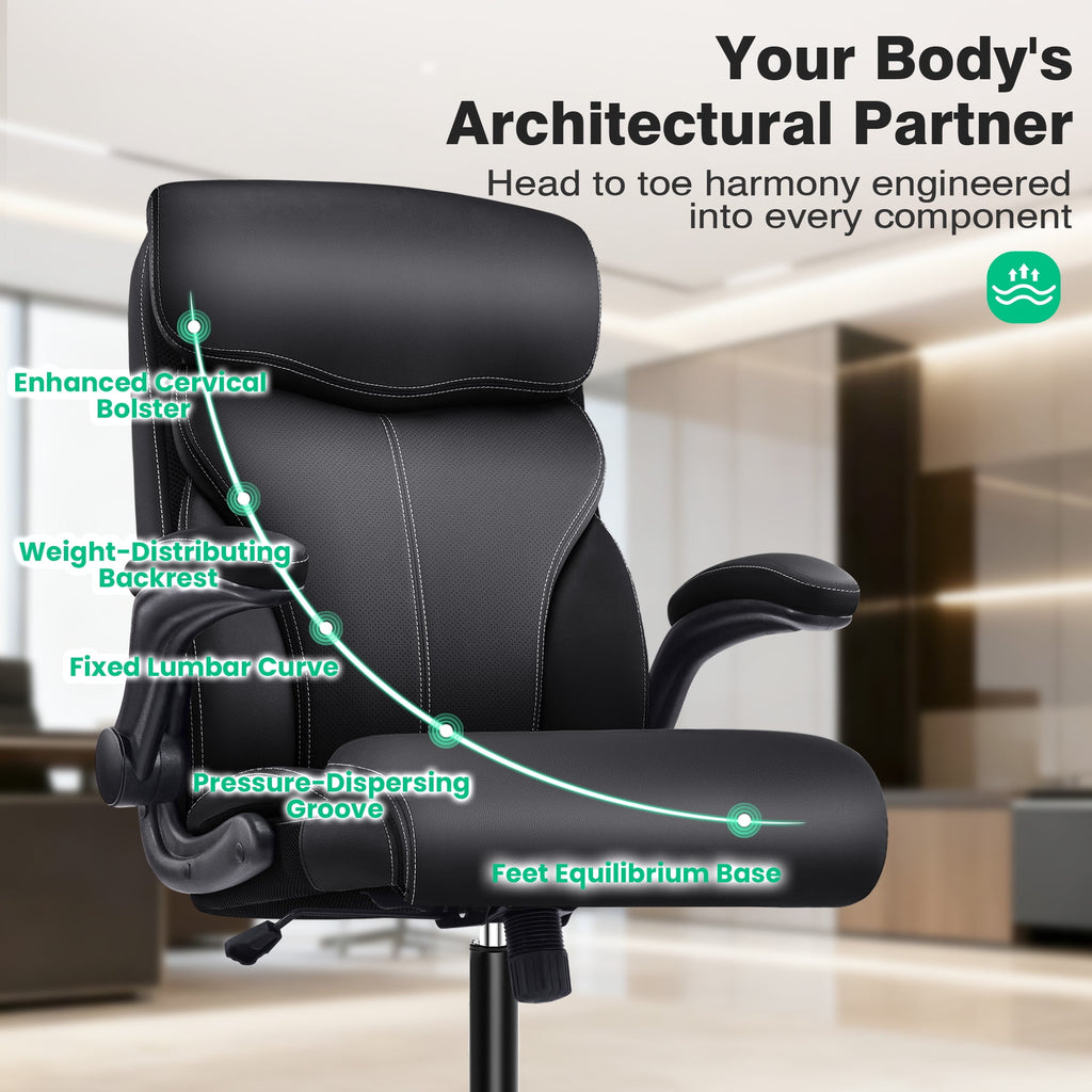 Dhole Executive Ergonomic Office Chair - High Back Mesh Desk Chair with Lumbar Support, 4D Armrests, Tilt Function & Breathable Mesh for Home Office (Black)