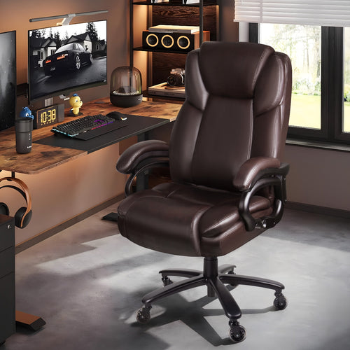 BOSSIN 500lbs Big and Tall Office Chair,Heavy Duty Computer Desk Chair with Adjustable Lumbar Support
