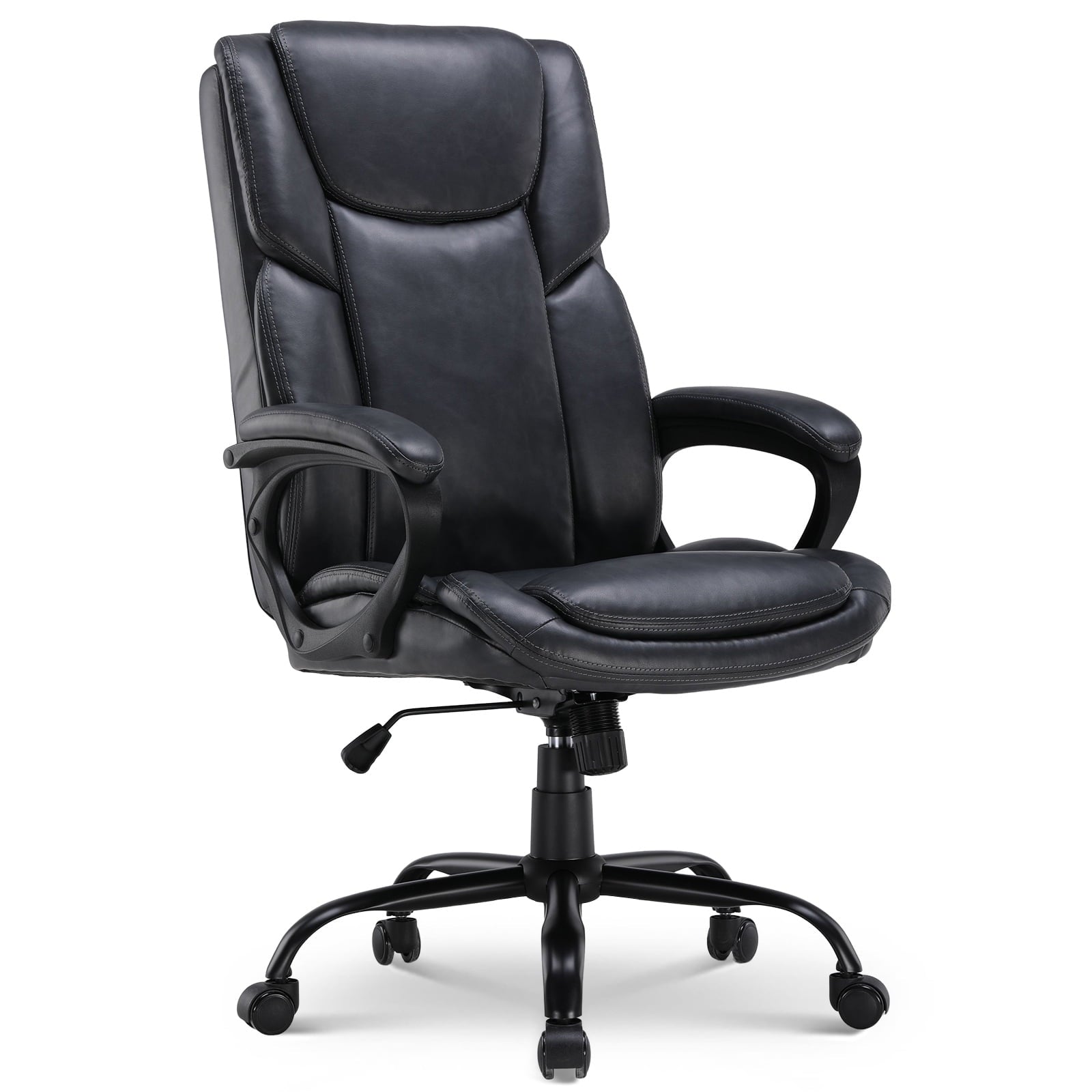 Mainstays Executive Ergonomic High Back Leather Home Office Desk Chair, Black