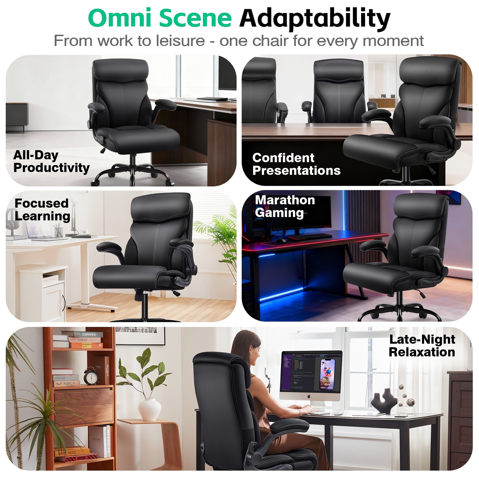 Dhole Executive Ergonomic Office Chair - High Back Mesh Desk Chair with Lumbar Support, 4D Armrests, Tilt Function & Breathable Mesh for Home Office (Black)